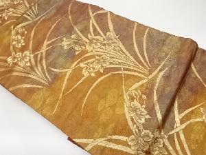 引箔菖蒲模様織出し名古屋帯